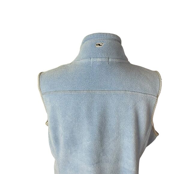 Vineyard Vines Small Fleece Vest Sleeveless Light Blue Full Zip Pockets - Picture 11 of 11